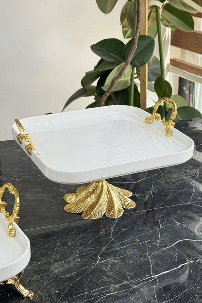 2'li Porselen Gold Sofra & Sunum & İkramlık & Kahvaltı Seti