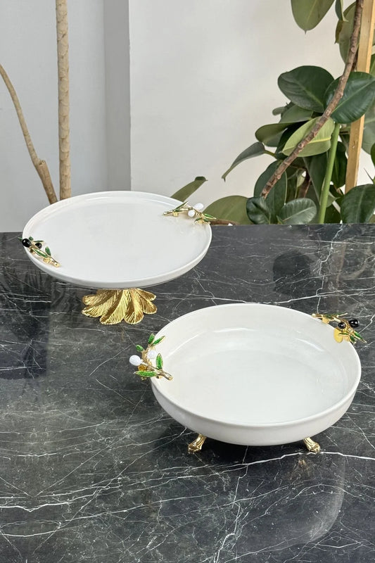 2'li Özel Gold Sofra & Sunum Seti (Zeytin)