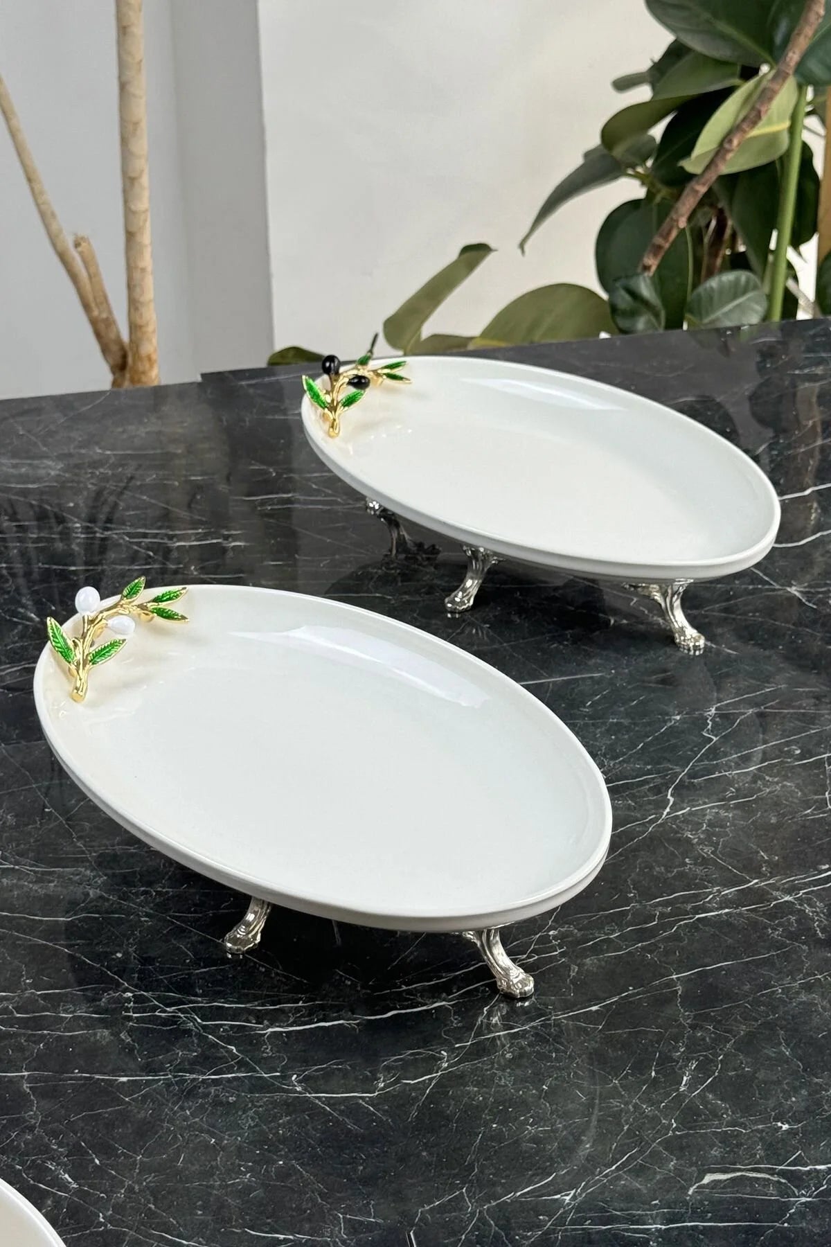 Zeytin 2'li Oval Sunum Tabağı Servis Seti