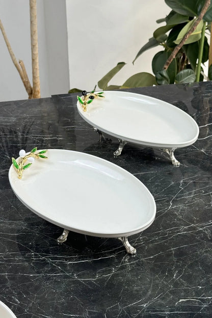 Zeytin 2'li Oval Sunum Tabağı Servis Seti