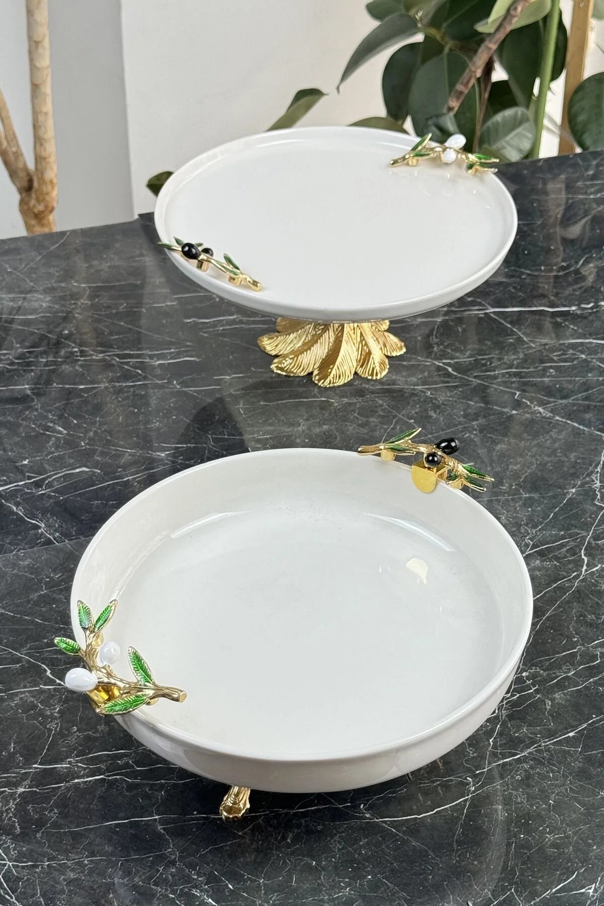 2'li Özel Gold Sofra & Sunum Seti (Zeytin)