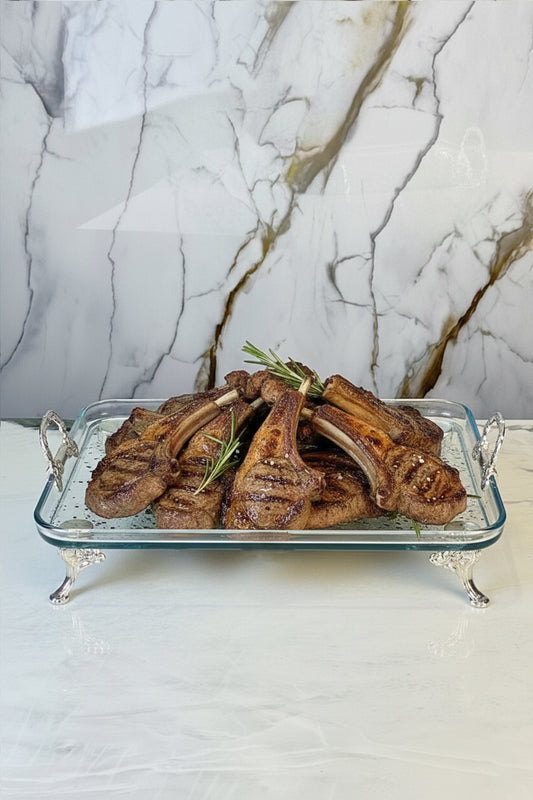 Gümüş Kulplu Ayaklı Borcam Sunumluk Tabak